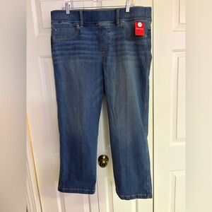 SPANX Petite Blue Denim pull-on straight leg jeans